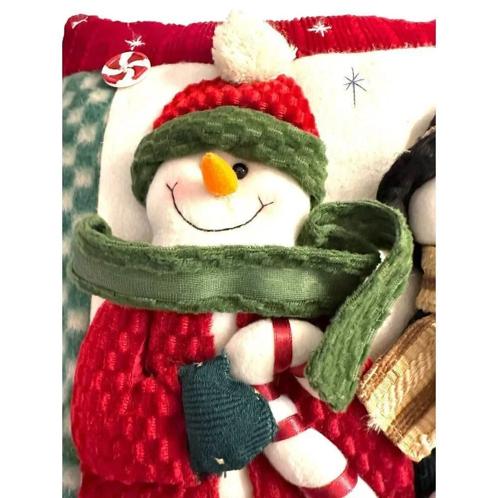 Christmas Decorative Pillow 3D 3 Dimensional Happy‎ Holidays Snowman Carrot Nose